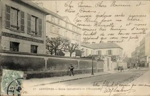 Ak Asnières sur Seine Hauts-de-Seine, Ecole industrielle et d'Electricite