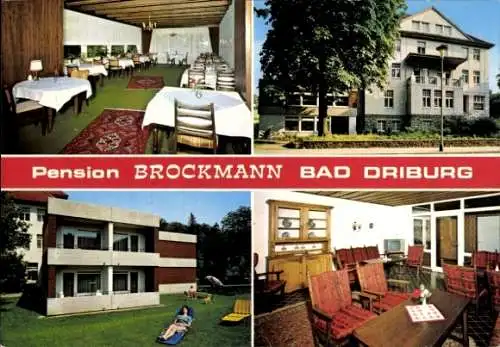 Ak Bad Driburg in Westfalen, Pension Brockmann, Außenansichten, Innenräume