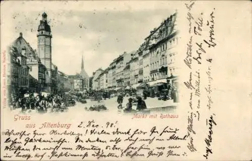 Ak Altenburg in Thüringen, Markt mit Rathaus, Marktstände