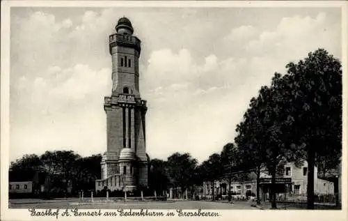 Ak Großbeeren in Brandenburg, Gasthof A. Gensert, Gedenkturm