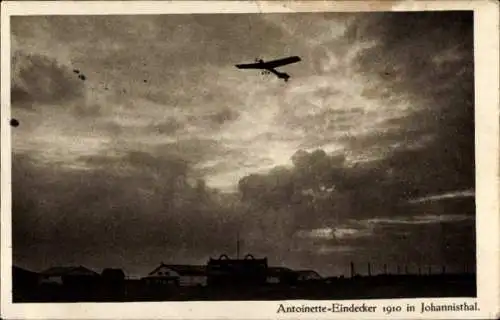 Ak Berlin Treptow Johannisthal, Flugplatz, Antoinette Eindecker 1910