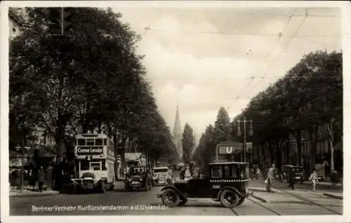 Ak Berlin Charlottenburg, Kurfürstendamm, Uhlandstraße, Berliner Verkehr, Omnibus