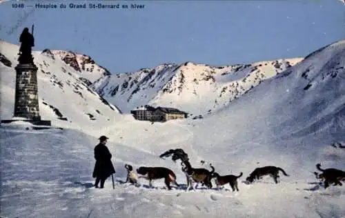 Ak Saint-Bernard Saint-Bernard Kanton Wallis, Hospiz im Winter