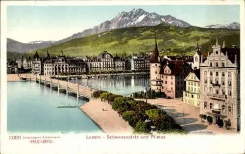 Ak Luzern Stadt Schweiz, Schwanenplatz, Pilatus