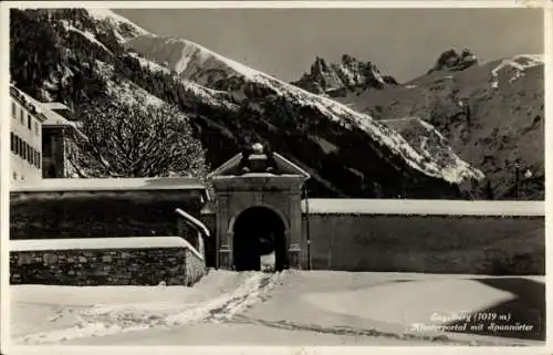 Ak Engelberg Kanton Obwalden Schweiz, Klosterportal mit Spannörter