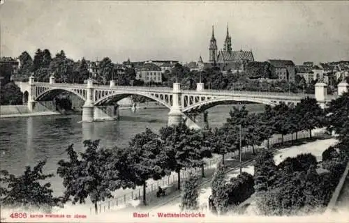 Ak Basel Stadt Schweiz, Wettsteinbrücke