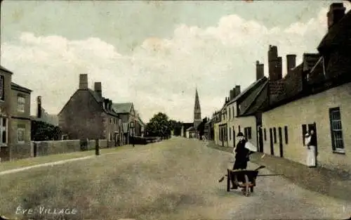 Ak Peterborough Cambridgeshire England, Eve Village, Straßenpartie