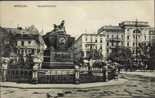 Ak Wrocław Breslau Schlesien, Tauentzienplatz, Denkmal