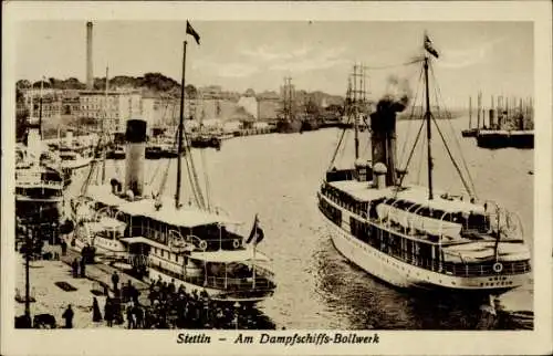 Ak Stettin Pommern, Am Dampfschiffs Bollwerk, Odin