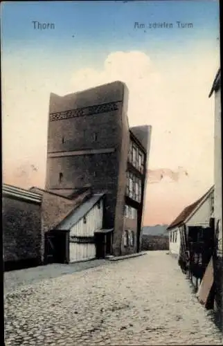 Ak Toruń Thorn Westpreußen, Am schiefen Turm