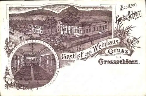 Litho Großschönau in der Oberlausitz Sachsen, Gasthof zum Weinhaus