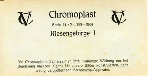 Set von 6 Chromoplastbilder Riesengebirge, Schlesien, Bauden