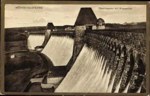 Set von 14 AK Möhnesee, Sperrmauer Überlauf