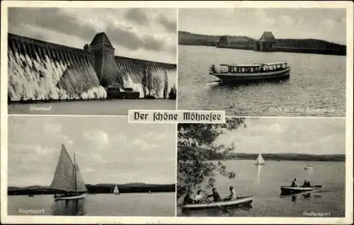 Set von 14 AK Möhnesee, Sperrmauer Überlauf