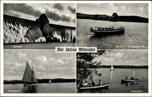 Set von 14 AK Möhnesee, Sperrmauer Überlauf