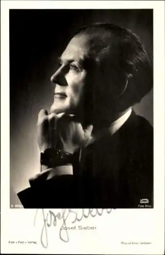 Ak Schauspieler Josef Sieber, Portrait im Profil, Autogramm