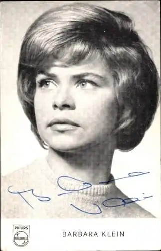 Ak Sängerin Barbara Klein, Tanz und Schlagermusik, Philips Schallplatten, Portrait, Autogramm