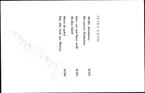 Ak Sängerin Petra Kühn, Portrait, Autogramm