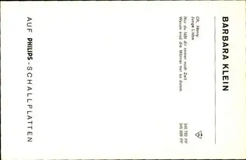 Ak Sängerin Barbara Klein, Portrait, Autogramm