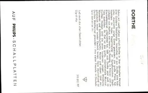 Ak Sängerin Dorthe, Portrait, Autogramm