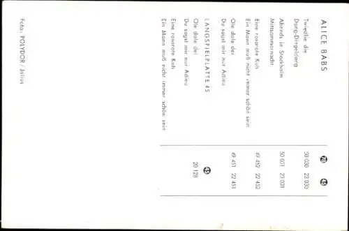 Ak Sängerin Alice Babs, Polydor-Schallplatten, Autogramm