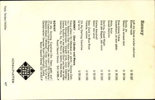 Ak Sänger Ronny, Portrait mit Gitarre, Autogramm