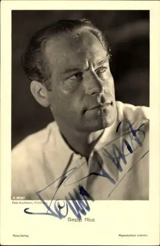 Ak Schauspieler Sepp Rist, Portrait, Ross Verlag A 3215 1, Autogramm