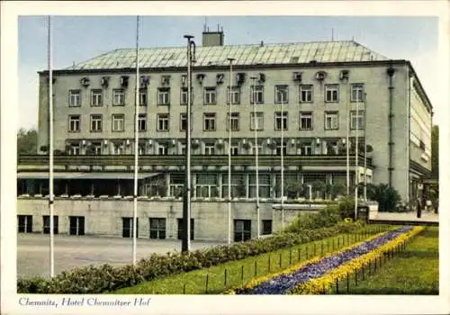 Ak Chemnitz Sachsen, Hotel Chemnitzer Hof, Blumenbeete