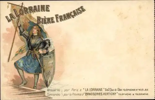 Litho La Lorraine Bière Francaise, Reklame, Marianne, Fahne