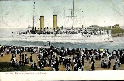 Ak Niederländisches Kriegsschiff, Hr.Ms. Holland, Pantserdekschip