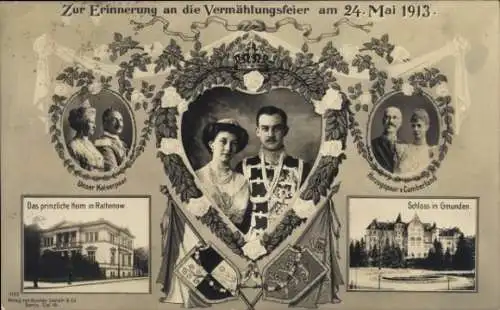 Ak Herzog Ernst August, Victoria Luise, Kaiserpaar, Herzogspaar, Vermählung am 24. Mai 1913, Gmunden