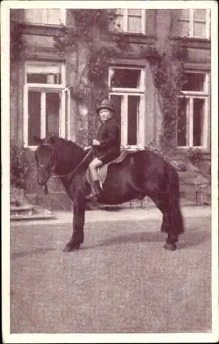 Ak Erbprinz Ernst August von Braunschweig, Portrait auf Pony, Opfertag f. Weihnachtsliebesgaben 1918