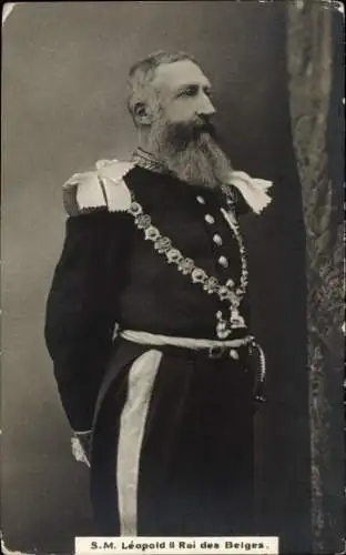 Ak König Léopold II. von Belgien, Standportrait