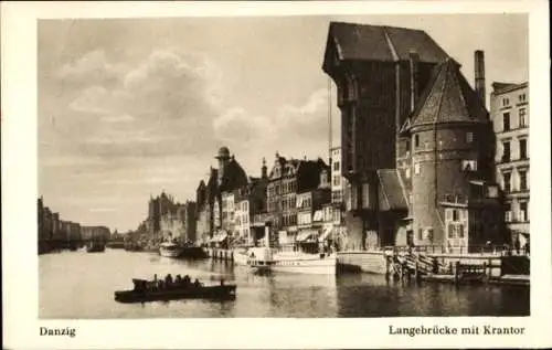 Ak Gdańsk Danzig, Langebrücke, Krantor