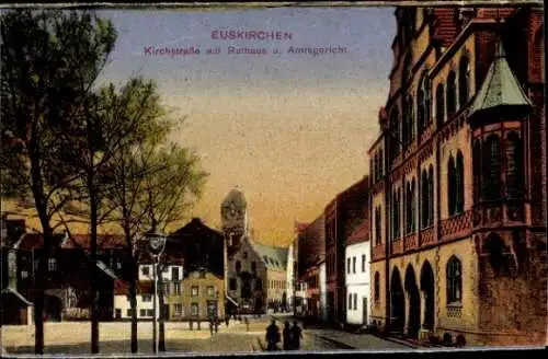 Ak Euskirchen in Nordrhein Westfalen, Kirchstraße mit Rathaus und Amtsgericht