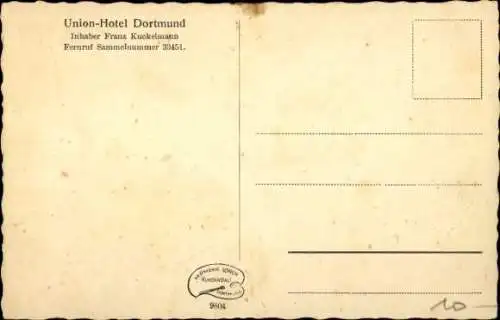 Ak Dortmund im Ruhrgebiet, Union-Hotel, Restaurant
