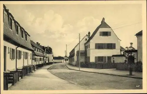 Ak Dresden Nord Hellerau, Am grünen Zipfel, Wohnhäuser in der Siedlung, Architekt Riemerschmid