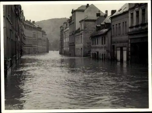 Foto Mylau Reichenbach im Vogtland, Hochwasser, Netzschkauer Straße