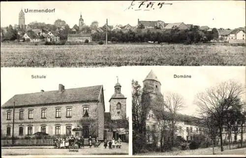 Ak Ummendorf in Sachsen Anhalt, Gesamtansicht, Schule, Domäne