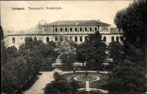 Ak Stuttgart in Württemberg, Technische Hochschule, Synagoge im Hintergrund