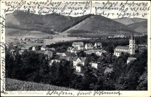 Ak Jedlina Zdrój Bad Charlottenbrunn Schlesien, Teilansicht, Kirche