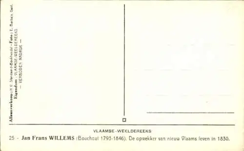 Ak Flämischer Schriftsteller Jan Frans Willems, Portrait