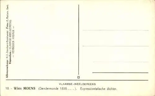 Ak Flämischer Dichter Wies Moens, Portrait