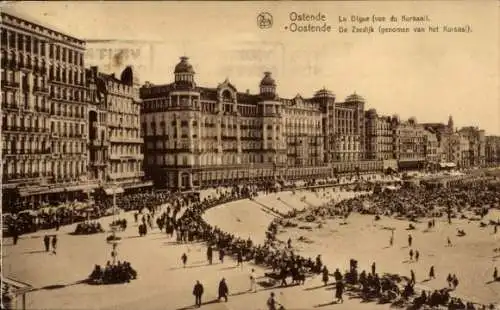 Ak Ostende Ostende Westflandern, Deich, Blick vom Kursaal