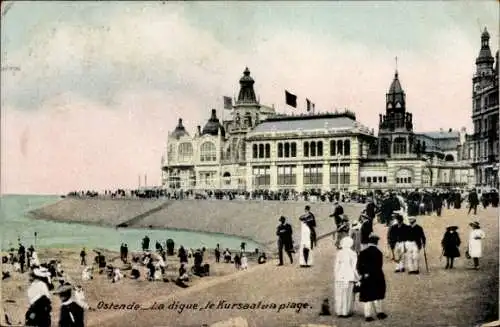 Ak Ostende Ostende Westflandern, Deich, Kursaal, Strand