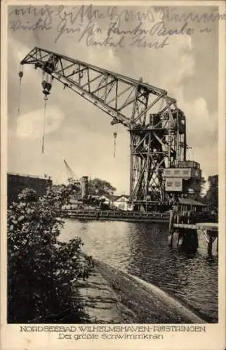 Ak Rüstringen Wilhelmshaven, Schwimmkran, langer Heinrich