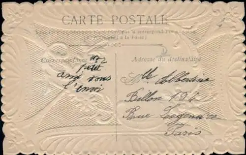 Präge Stoff Ak Kitsch, Kinder, Fisch, Stoffschleife