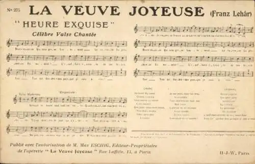 Lied Ak La Veuve Joyeuse, Franz Lehar