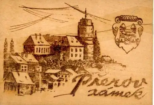 Holz Wappen Ak Přerov Prerau Region Olmütz, Schloss