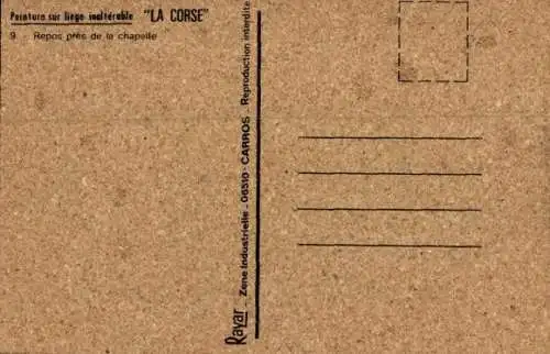 Leder Ak Korsika, Ruhe in der Nähe der Kapelle